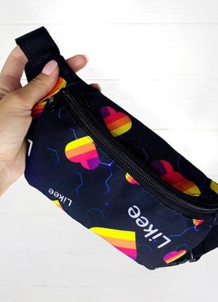 Бананка поясная сумка принт likee blue