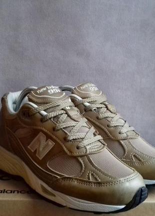 Золотые кроссовки new balance 991 made in usa - оригинал! натуральная кожа5 фото