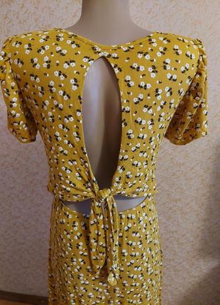 Жовта стильна сукня, сукня в квітковий принт р с-м5 фото