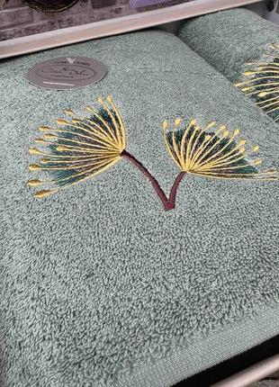 Набір махрових рушників з вишивкою,якісна бавовна5 фото