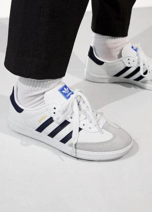 Adidas samba white/grey/dark blue