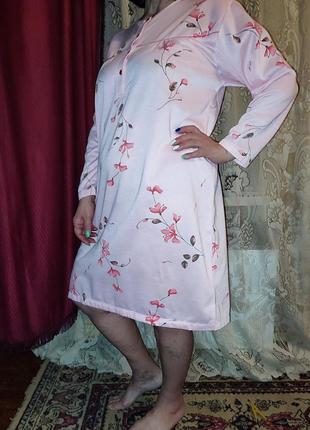 Домашнее мягенькое платье с начесом, ночная рубашка 48/561 фото