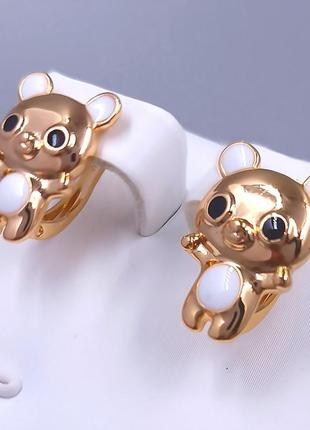 Серьги детские медсплав с белой эмалью, мешки закуня