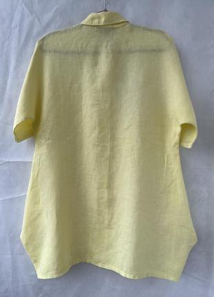 Рубашка льняная primark удлиненная цвет желтый р.46-48 новая6 фото