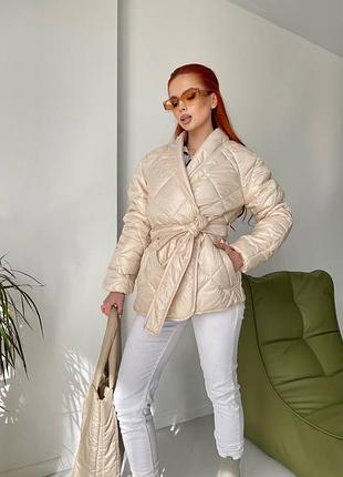 Демисезонная куртка кимоно беж2 фото
