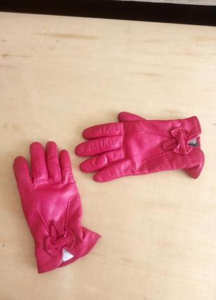 Яркие кожаные перчатки варежки розовые фуксия кожа италия кашемир милан