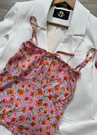Стильная майка блуза в цветочный принт вискоза primark 38/m4 фото