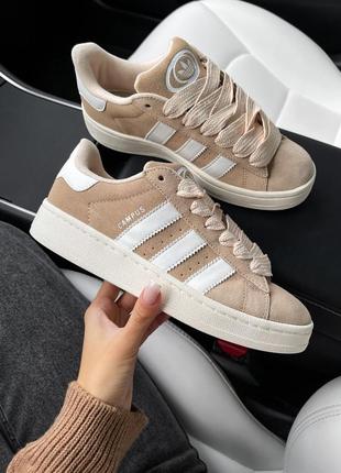 Замечательные женские кроссовки adidas campus 00s beige white бежевые