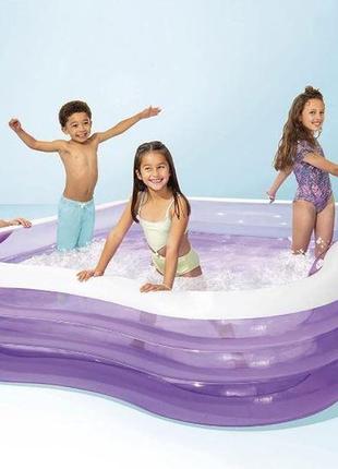 Детский надувной бассейн intex 57495 «семейный», фиолетовый, 229 х 229 х 56 см3 фото