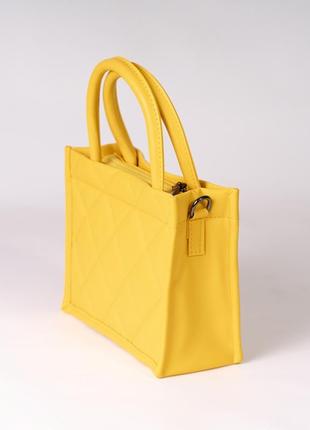 Женская сумка желтая сумка тоут стеганая сумка классическая, сумка маленькая сумочка3 фото