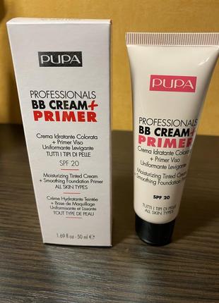 Увлажняющий bb крем pupa professionals bb cream + primer spf 20, 002 sand, 50 мл