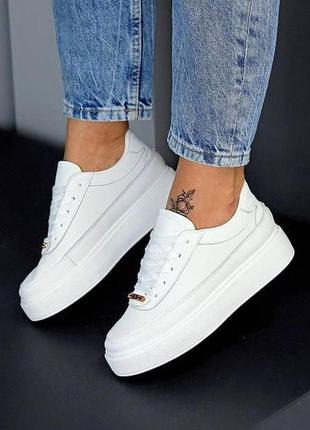 Натуральні шкіряні білі стильні кросівки черевики кеди сліпони мокасини туфлі натуральна шкіра жіночі4 фото