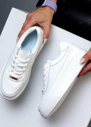 Натуральні шкіряні білі стильні кросівки черевики кеди сліпони мокасини туфлі натуральна шкіра жіночі3 фото