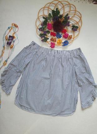 Шикарная стильная модная блуза в полоску на плечики с рюшами c&a1 фото