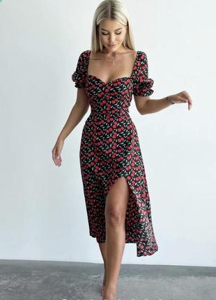 Новое коттоновое платье в цветашках