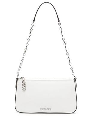 Сумка michael kors medium empire logo-lettering shoulder bag optic white7 фото