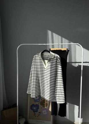 H&m жіночий світшот в смужку кофта лонг лонгслів н&м н&м1 фото