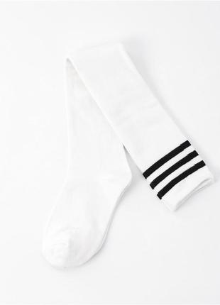 Гольфи високі білі аніме 1070 довгі шкарпетки за коліно з трьома смужками сверху панчохи1 фото