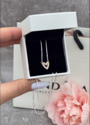 Срібне намисто блискучий ескіз серця