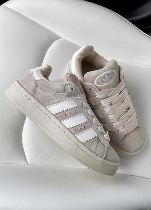Красивейшие женские кроссовки adidas campus 00s wonder white светло-бежевые