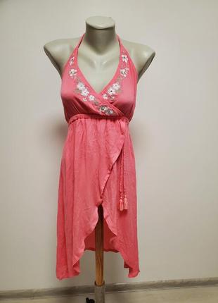 Шикарное брендовое вискозное легкое летнее платье с вышивкой1 фото
