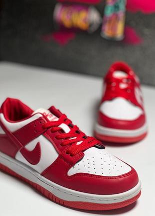 Кроссовки nike sb dunk low white/red2 фото