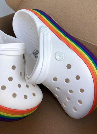 Жіночі крокси сабо на платформі crocs crocband platform rainbow