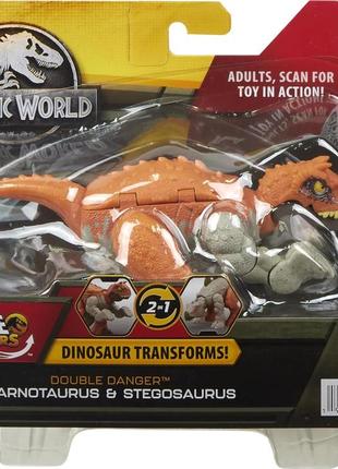 Динозавр трансформер карнотавр и стегозавр jurassic world carnotaurus to stegosaurus mattel