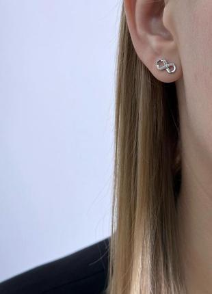 Срібні сережки пусети нескінченність