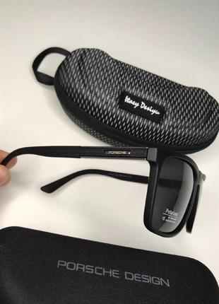 Мужские очки солнцезащитные porsche design polarized черные матовые глянцевые антибликовые с поляризацией9 фото