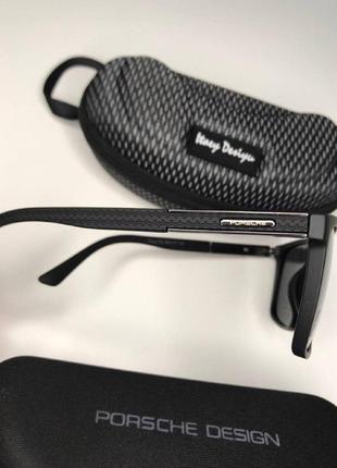 Мужские очки солнцезащитные porsche design polarized черные матовые глянцевые антибликовые с поляризацией7 фото