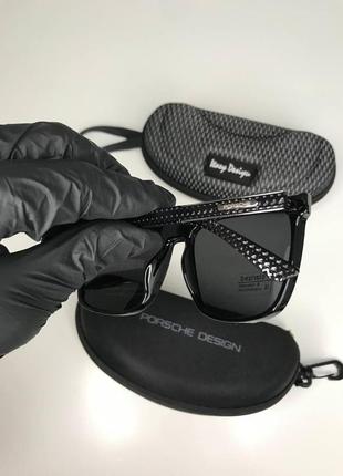 Мужские очки солнцезащитные porsche design polarized черные матовые глянцевые антибликовые с поляризацией5 фото