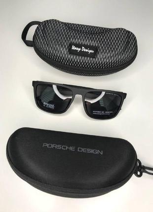 Мужские очки солнцезащитные porsche design polarized черные матовые глянцевые антибликовые с поляризацией4 фото
