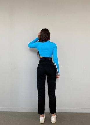 Женские голубые базовые джинсы мом ❤️ турецкого производства молодежные4 фото