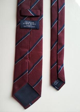 Мужской бордовый классический галстук полосатый charles tyrwhitt галстук2 фото