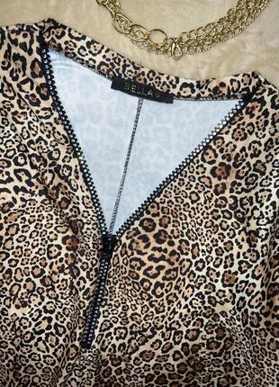 Леопардовая кофта, летающая мышь, блузка, блуза, принт, камушки, блестки, стразы, франция5 фото
