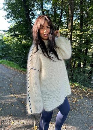 Базовий светр оверсайз з вовни альпака10 фото