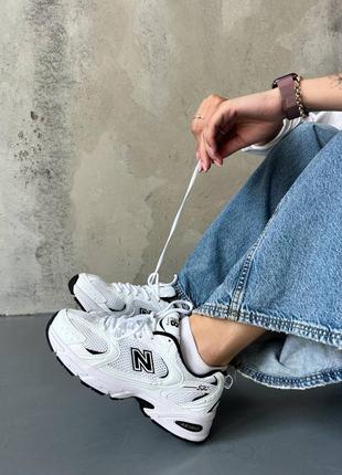 New balance 53о white black женские кроссовки 1950 баланс сетка