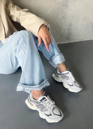 New balance 9060 grey жіночі кросівки нью беланс замшеві легкі зручні