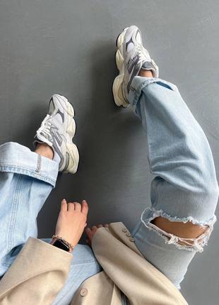 New balance 9060 grey жіночі кросівки нью беланс замшеві легкі зручні