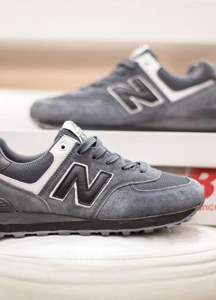 Распродажа! new balance 574 кроссовки женские серые с черным 84 баланс осенние весенние демисезонные демисезон низкие замшевые