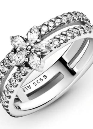 Серебрянное кольцо пандора незабудка pandora