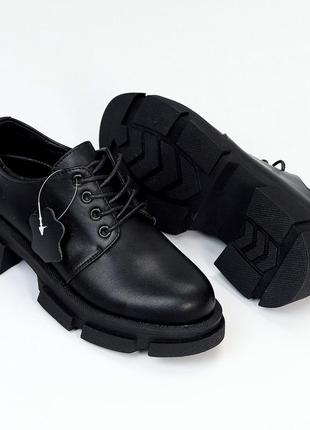 Классические женские туфли на шнурках из гладкой кожи, черного цвета, весна, осень, лето,