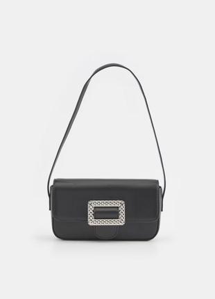 Сумка черная с ремешком сумочка на плечо с пряжкой2 фото