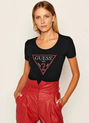 Стильный натуральный легкий боди футболка с лого guess