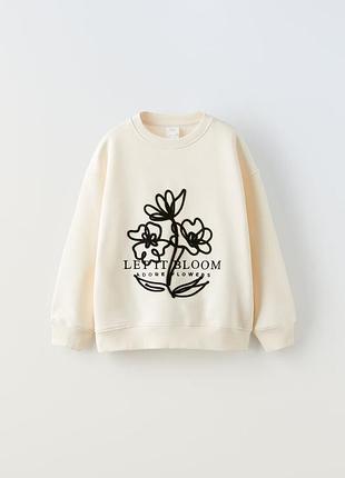 Світшот zara 9/10 років, світшот з квіткою батнік zara, свитшот zara світшот із вишитими квітами. бренд zara.