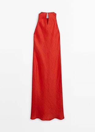 Красное льняное платье massimo dutti 6609/1009 фото