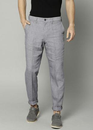 Большой размер 100% лён фирменные натуральные льняные серые брюки супер качество !!! класа люкс2 фото