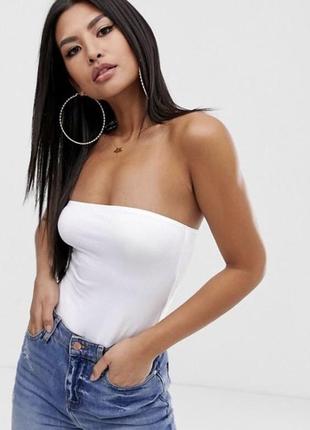 Белый боди бандо / боди на грудь от boohoo