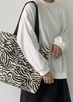 Женская сумка через плечо полотняная сумка большой емкости сумка для покупок 
зебра3 фото